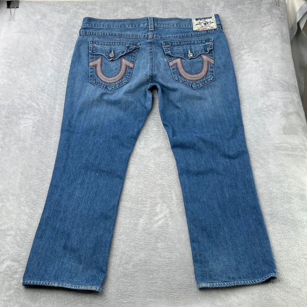 True Religion‎ Section Straight Jeans Size 44 Blue Mens Y2K Embroidered Baggy